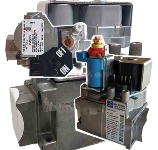 Image: Electronic gas valve. Description: Controls the flow of gas to the burners, operated and monitored by the main electronic control board for safety and performance. Retail Price (April 2025): $250 - $550