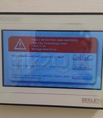 Braemar ducted heater repaired in Keysborough that shows fault code 53 Flame burner is Intermittently