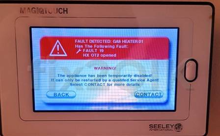 Faultcode19 displayed on Magiqtouch controller over heated servicing requires