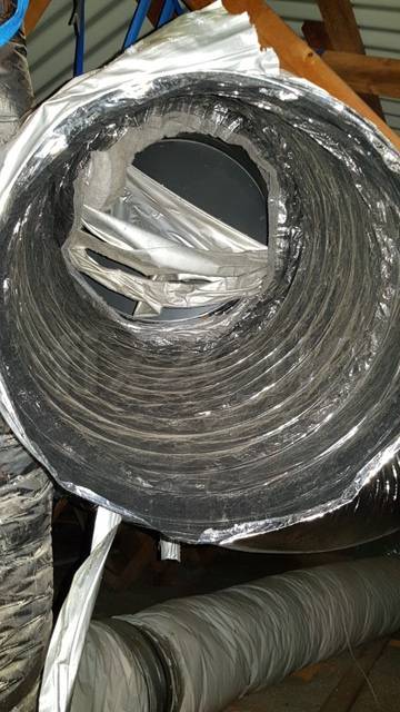 Part of the damaged ductworks on an Climate Technologies gas central ducted heater system